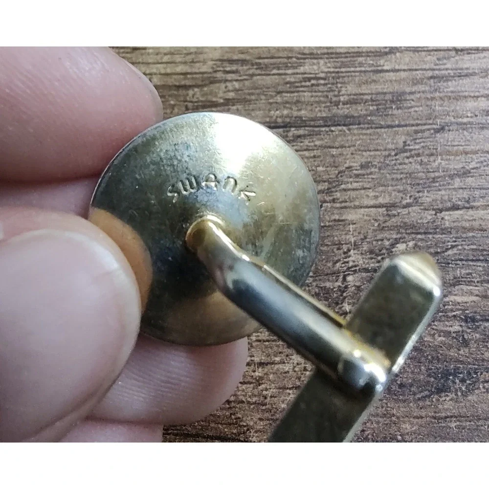 Vintage Swank Round Gold Tone Mens Cufflinks  minimalist J226
